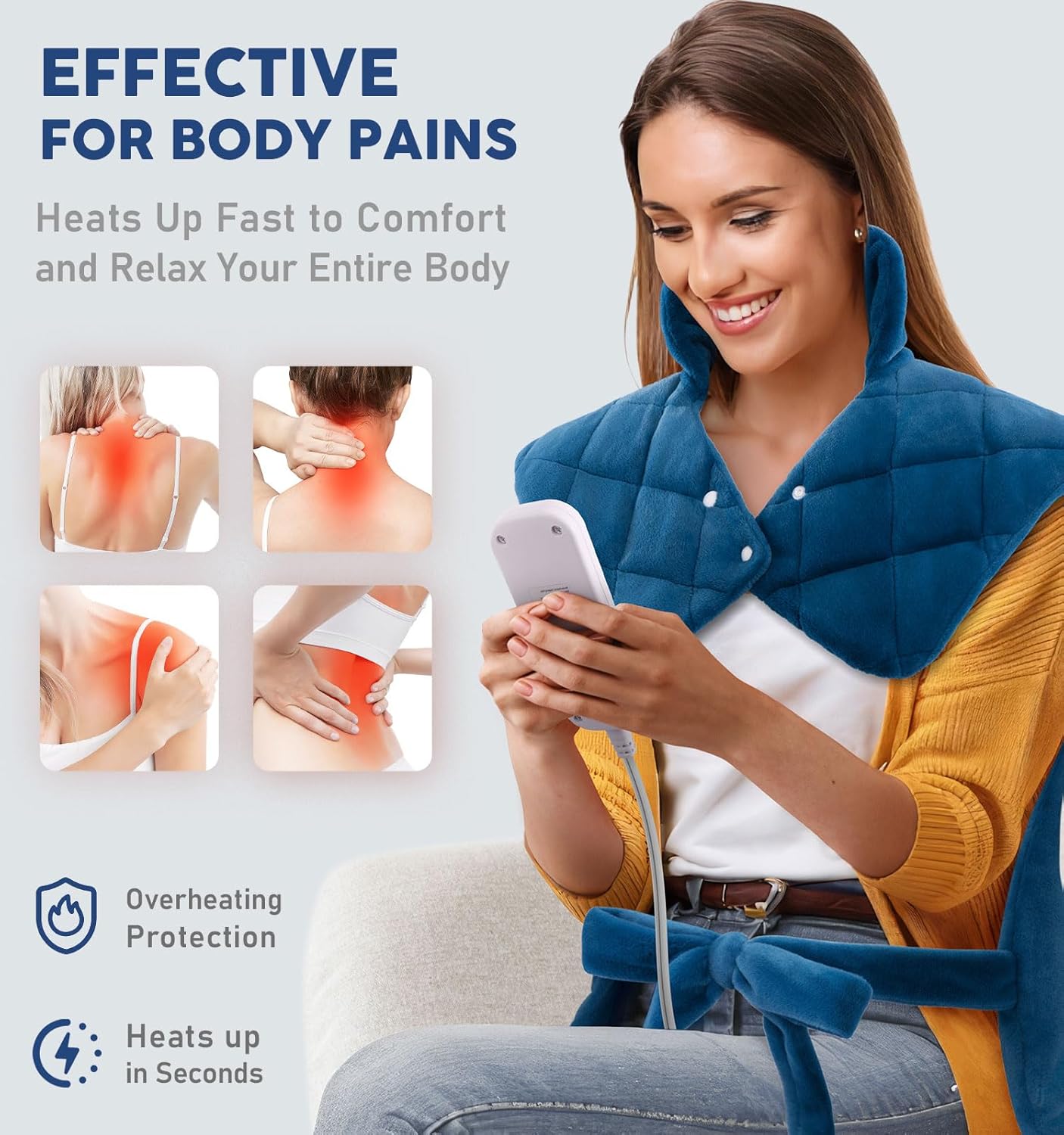 Heating Pad for Neck Shoulders & Back Pain Relief