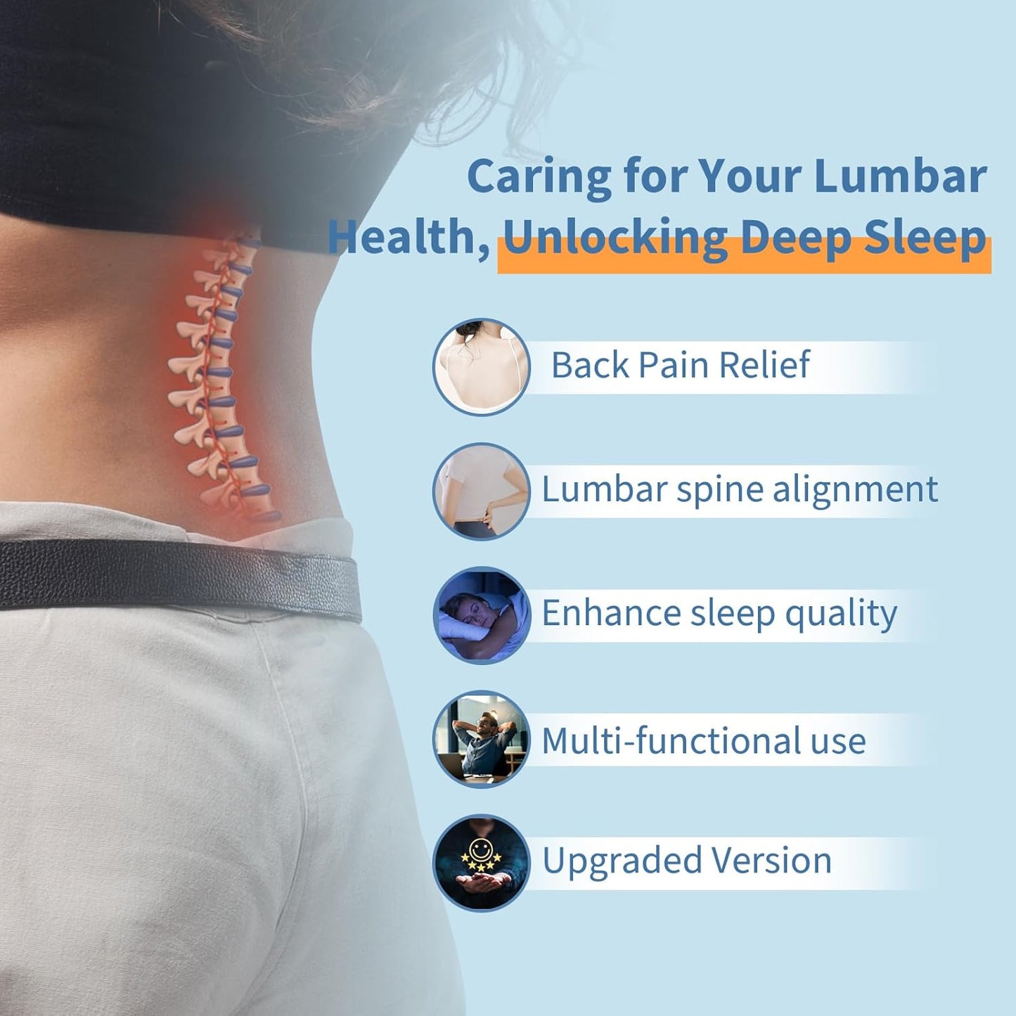 Lumbar Support Pillow for Bed Relief Back Pain