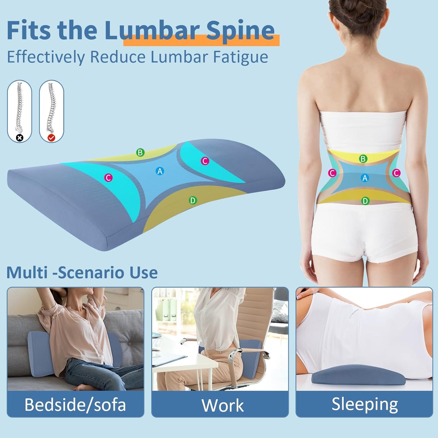 Lumbar Support Pillow for Bed Relief Back Pain